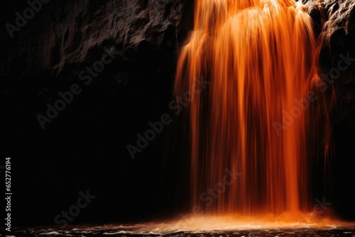 Orange and Black Waterfall Minimalism in a negative artistic space. Visual abstract metaphor. Geometric shapes with gradients.