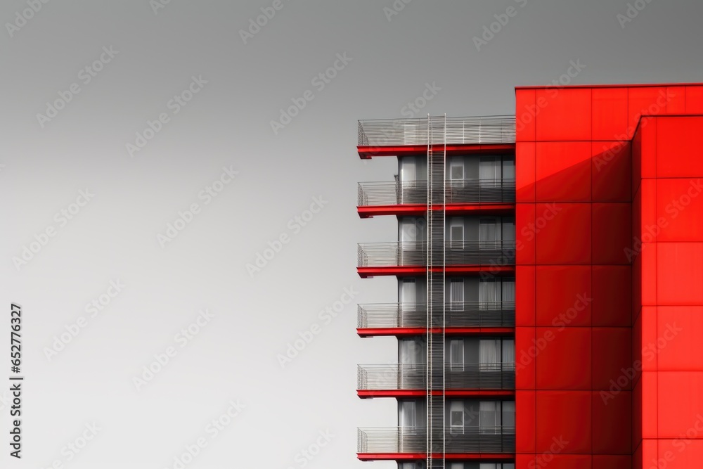 Red and Gray Skyscraper Minimalism in a negative artistic space. Visual abstract metaphor. Geometric shapes with gradients. Red and Gray Skyscraper Minimalism in a negative artistic space. Visual abstract metaphor. Geometric shapes with gradients.