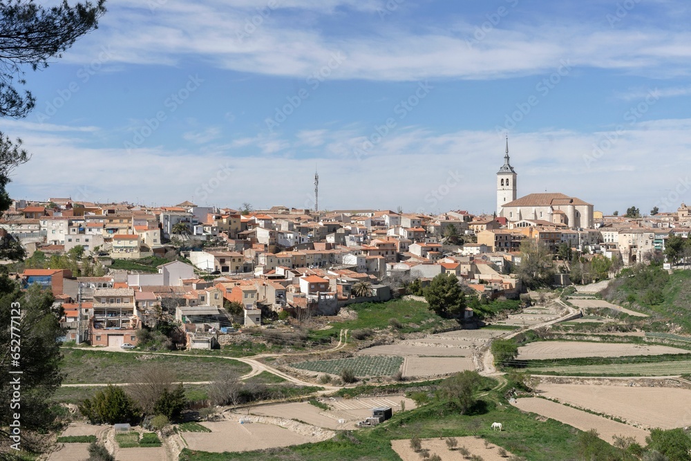 Viewpoint overlooking the town of Colmenar de Oreja and its surroundings in Madrid, Spain