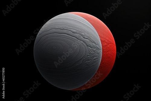 Red and Gray Planet Minimalism in a negative artistic space. Visual abstract metaphor. Geometric shapes with gradients.