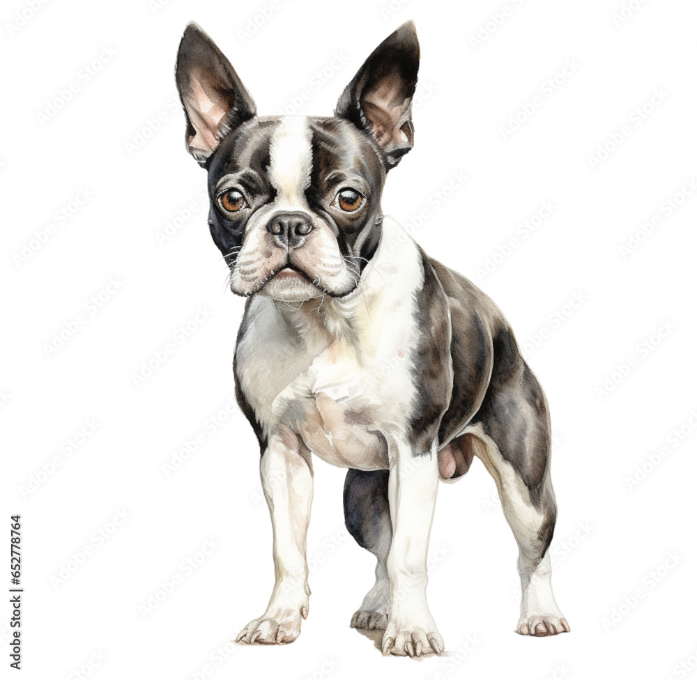 Watercolor illustration, purebred dog. Generative AI, png