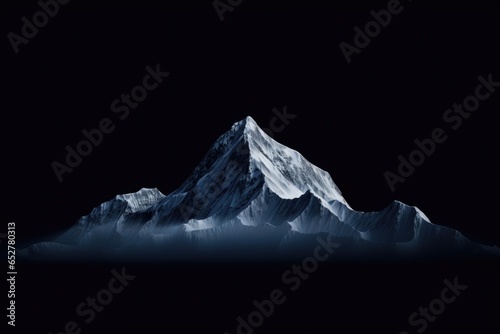 Blue and Gray Mountain Minimalism in a negative artistic space. Visual abstract metaphor. Geometric shapes with gradients.