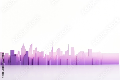 White and Purple Skyline Minimalism in a negative artistic space. Visual abstract metaphor. Geometric shapes with gradients.