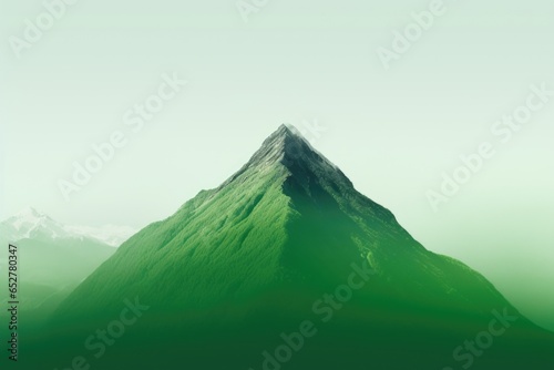 White and Green Mountain Minimalism in a negative artistic space. Visual abstract metaphor. Geometric shapes with gradients.