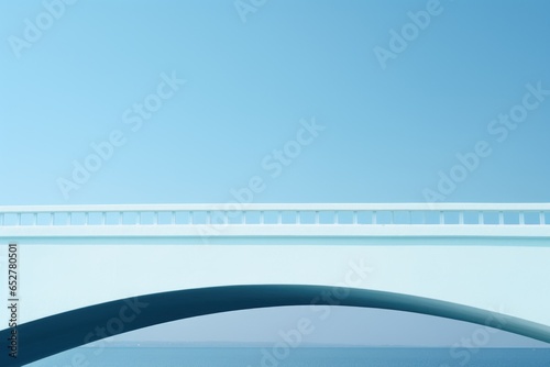 White and Blue Bridge Minimalism in a negative artistic space. Visual abstract metaphor. Geometric shapes with gradients.