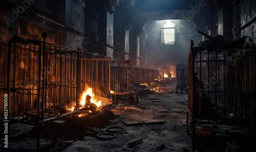Photo of burning cages