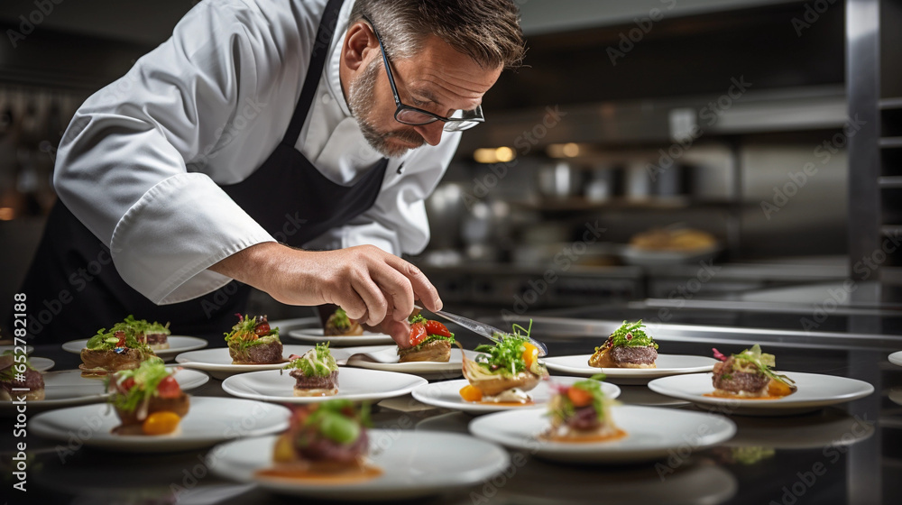 Chef experimenting with exotic ingredients. Culinary innovator. A master in the kitchen, pushing boundaries of taste and presentation Chef experimenting with exotic ingredients. Culinary innovator. A master in the kitchen, pushing boundaries of taste and presentation