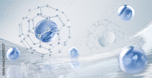cosmetic moisturizer water molecule, Cosmetic Essence, Liquid bubble, Molecule and Liquid Bubble background, 3d rendering