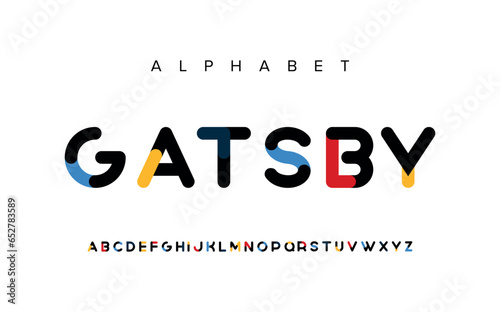 Gatsby Modern abstract digital alphabet font. Minimal technology typography, Creative urban sport fashion futuristic font and with numbers. vector illustration