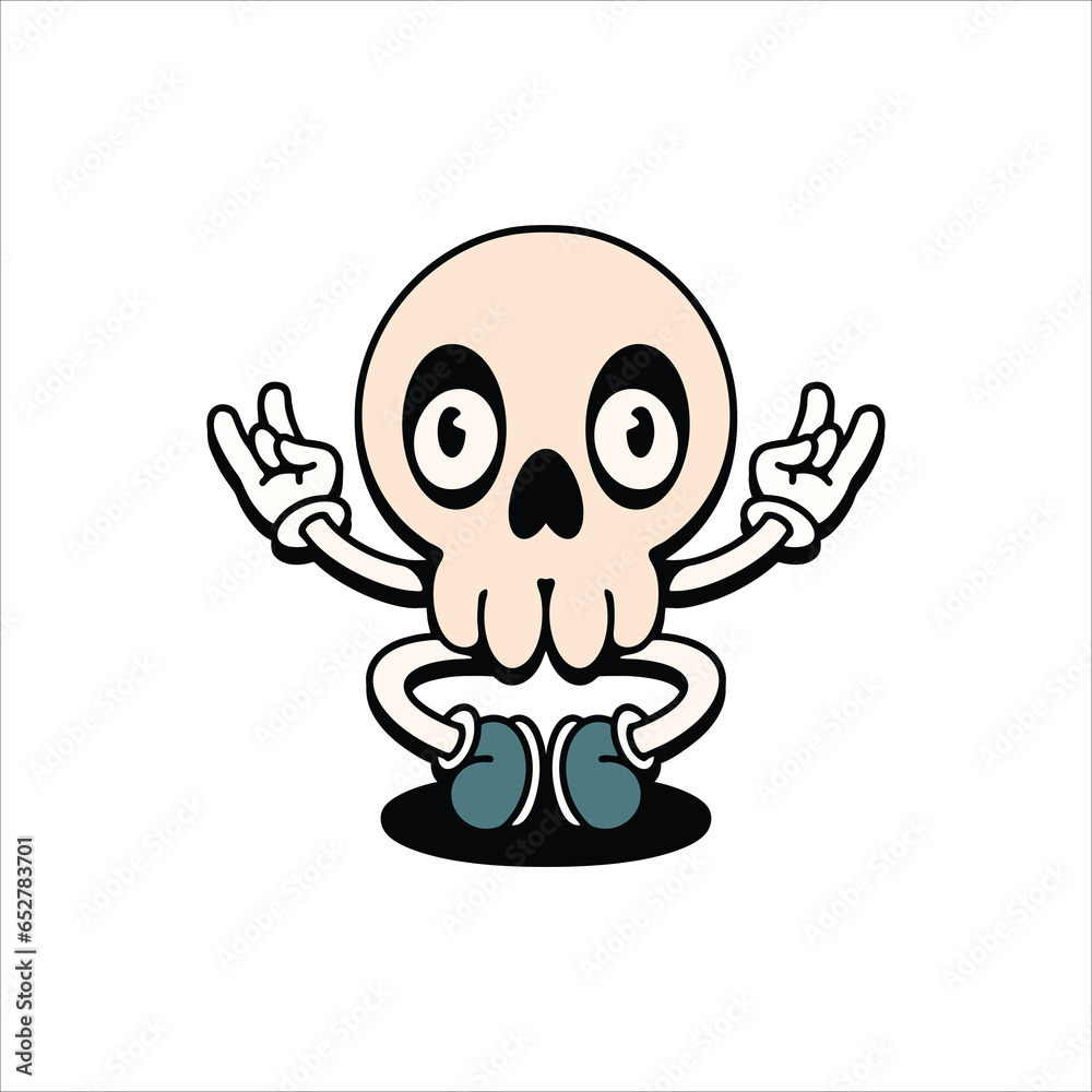 Obraz premium yoga skull cartoon vector design