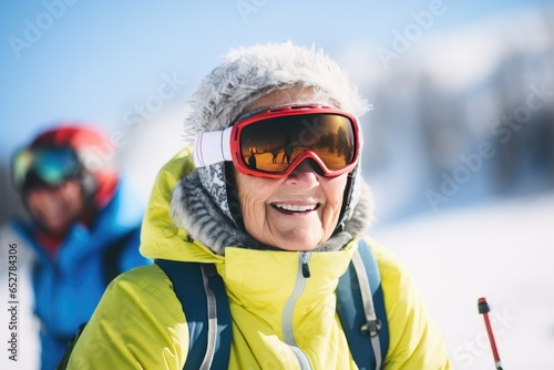 A winter sports enthusiast woman enjoys an exciting day of skiing and snowboarding on a snow-covered mountain.
