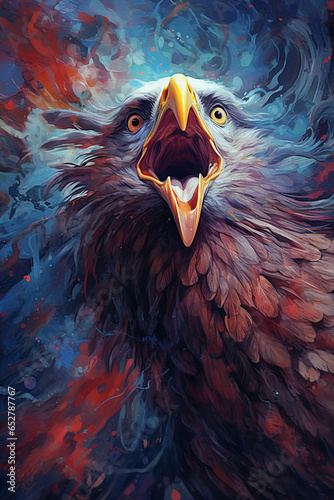 Screaming bird, stunning fine art illustration. photo