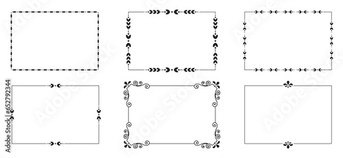 Decorative frames. Retro ornamental frame, vintage rectangle ornaments and ornate border. Decorative wedding frames, antique museum picture borders or deco devider. Isolated icons vector set