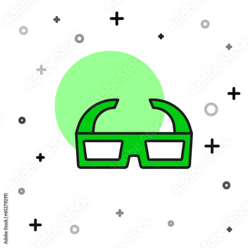 Filled outline 3D cinema glasses icon isolated on white background. Vector