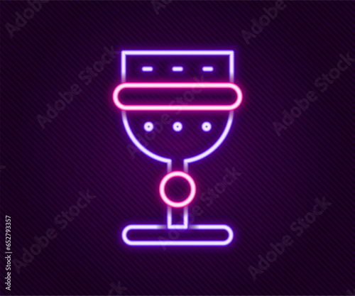 Glowing neon line Medieval goblet icon isolated on black background. Colorful outline concept. Vector