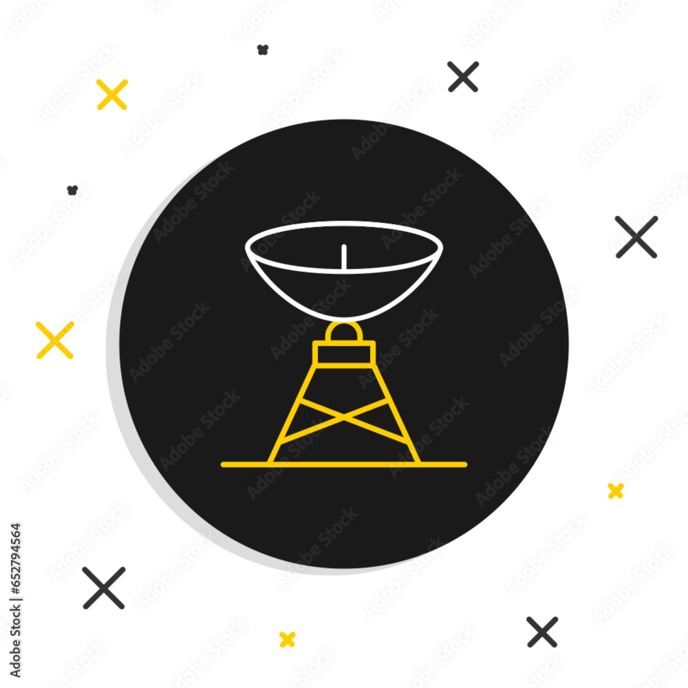 Line Satellite dish icon isolated on white background. Radio antenna, astronomy and space research. Colorful outline concept. Vector Line Satellite dish icon isolated on white background. Radio antenna, astronomy and space research. Colorful outline concept. Vector