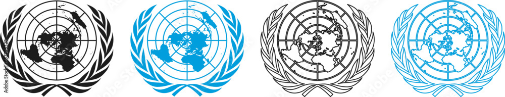 United Nations logo. UN icon. Vector illustration - obrazy, fototapety, plakaty 