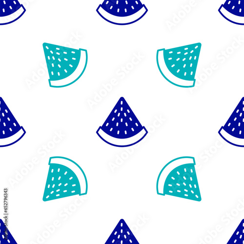Blue Watermelon icon isolated seamless pattern on white background. Vector