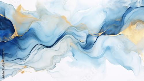 White and blue marble textured background. Abstract fluid art painting. AI