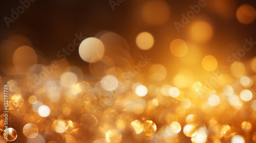 Abstract golden glitter bokeh background. AI