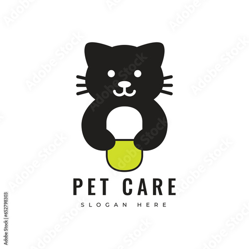 animal cat mammal character pet shop veteranian logo design vector graphic illustration photo