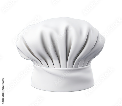 White chef hat isolated on transparent background. PNG file, cut out