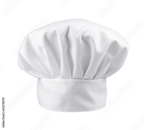 White chef hat isolated on transparent background. PNG file, cut out
