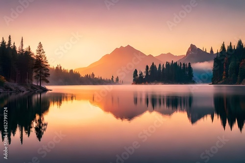 sunrise over the lake