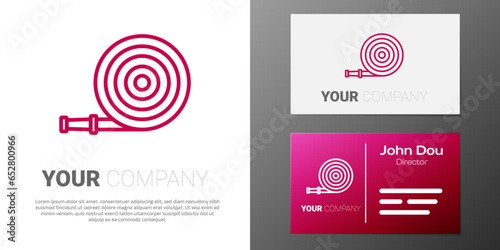 Logotype line Fire hose reel icon isolated on white background. Logo design template element. Vector