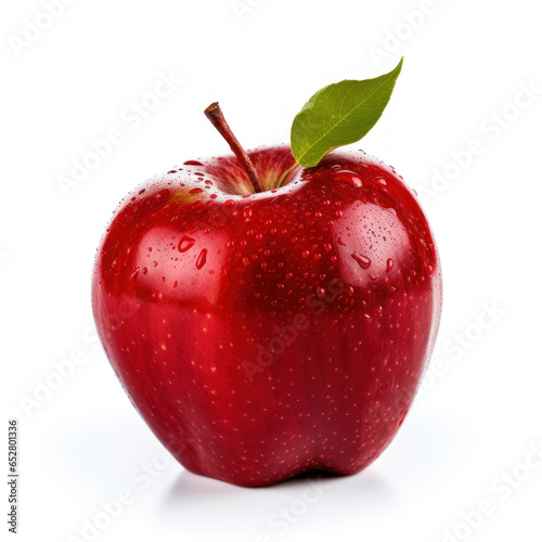 A closeup photo of a red apple isolated 