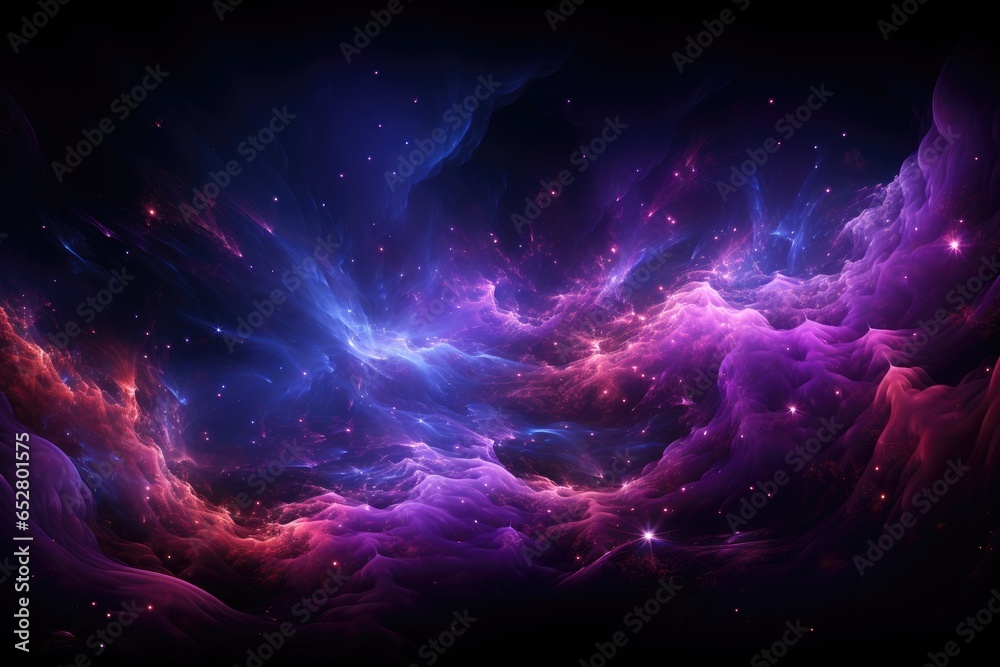 Exploring the Cosmic Aesthetics: Neon Purple Swirling Particle Contrail in the Vaporwave Galaxy - obrazy, fototapety, plakaty 