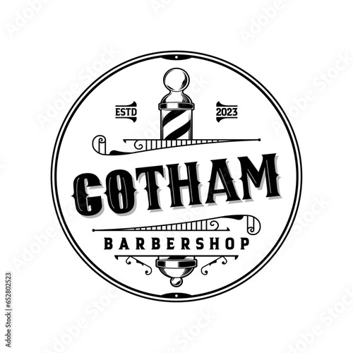 Gotham barbershop logo design idea in vector