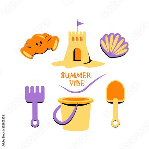 Sand molds for children. Beach holiday toys for sandbox.