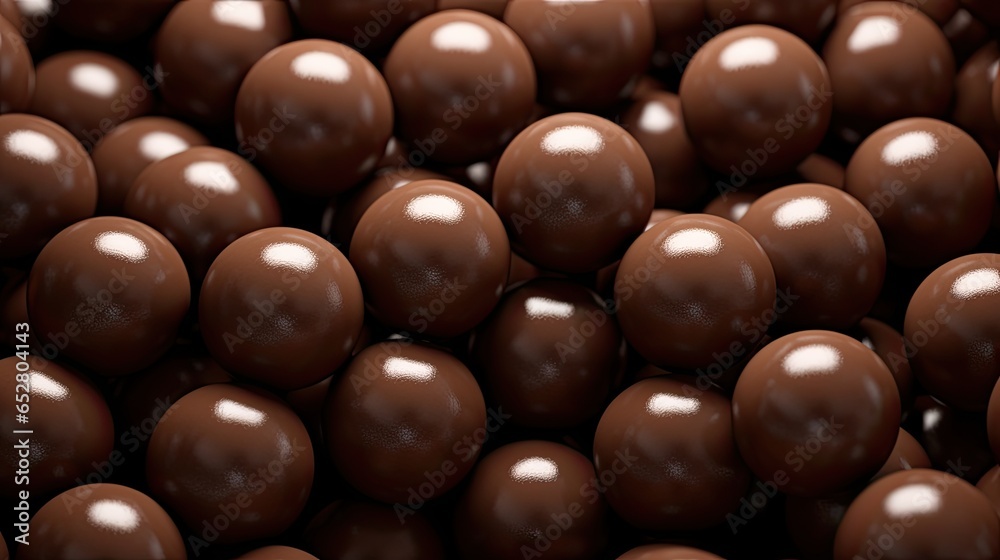 Close up shot of chocolate ball texture background. Generative AI Close up shot of chocolate ball texture background. Generative AI