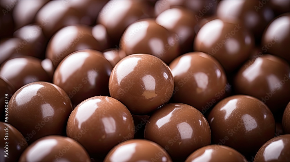 Close up shot of chocolate ball texture background. Generative AI Close up shot of chocolate ball texture background. Generative AI
