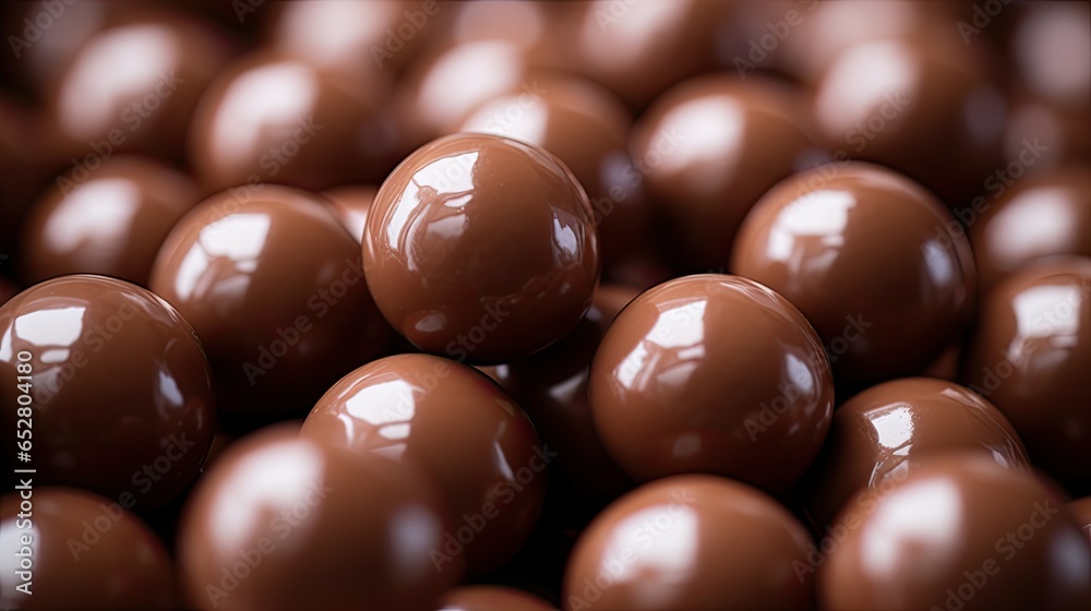 Close up shot of chocolate ball texture background. Generative AI Close up shot of chocolate ball texture background. Generative AI