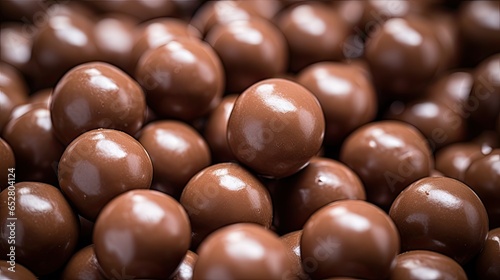 Close up shot of chocolate ball texture background. Generative AI