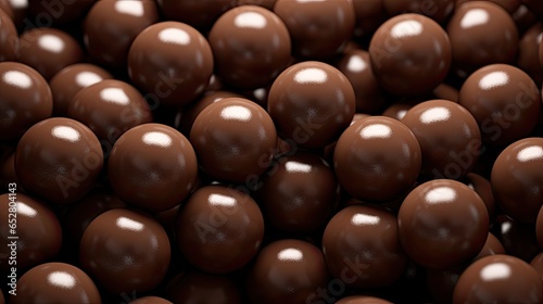 Close up shot of chocolate ball texture background. Generative AI