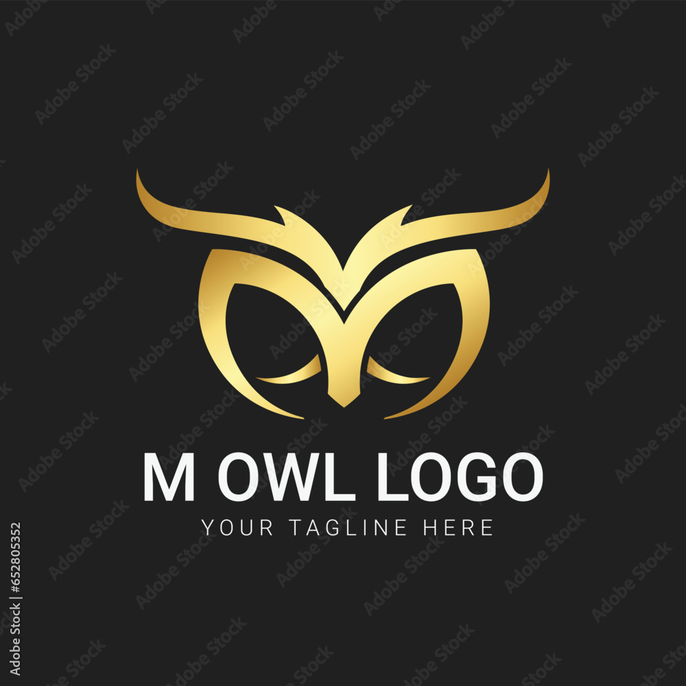 M + Owl Logo Gaming Logo Esports Creative Design Golden Color Premium Luxury Logo Idea M + Owl Logo Gaming Logo Esports Creative Design Golden Color Premium Luxury Logo Idea
