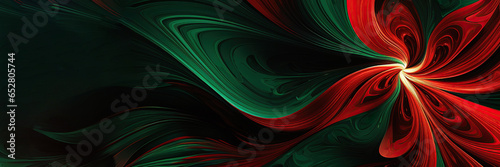 Abstract background in red green colours   waves shapes   Christmas festive banner  copy space