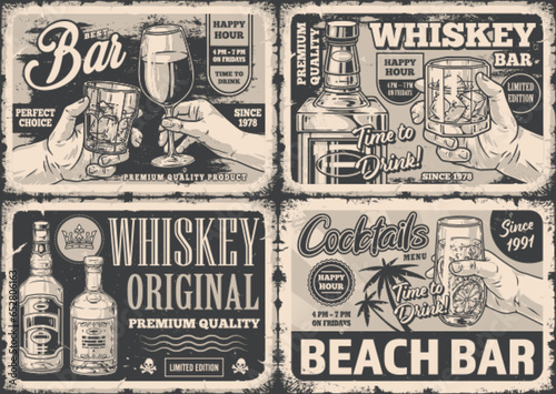 Alcoholic booze monochrome set posters