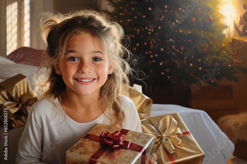 advertisements of happy children at Christmas photo