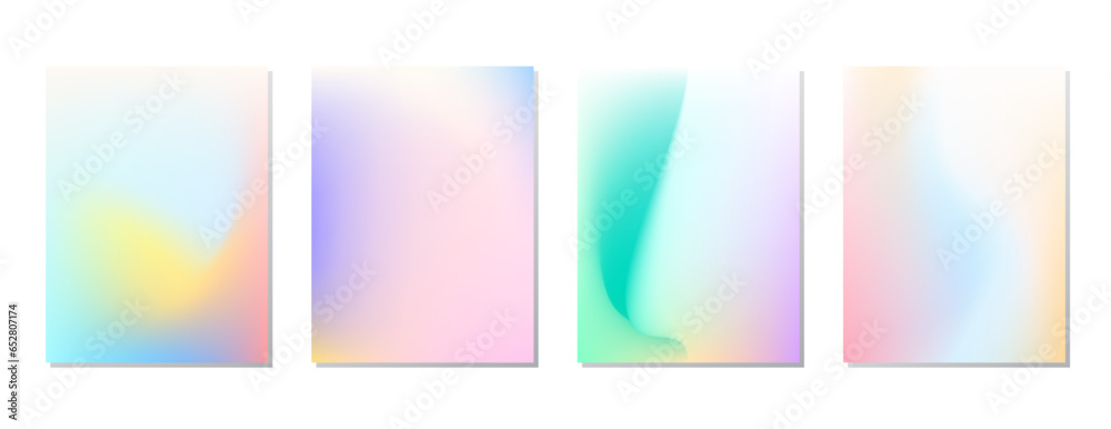 SET SOFT PASTEL COLOR GRADIENT MESH FLUID BLURRED BACKGORUND DESIGN WITH COPY SPACE AREA VECTOR TEMPLATE GOOD FOR POSTER, WALLPAPER, COVER, FRAME, FLYER, SOCIAL MEDIA 