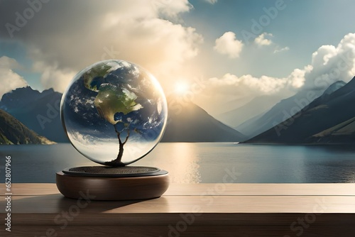 globe on the surface generated by AI