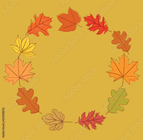 Banner made of autumn leaves. Vector illustration. Vector illustration