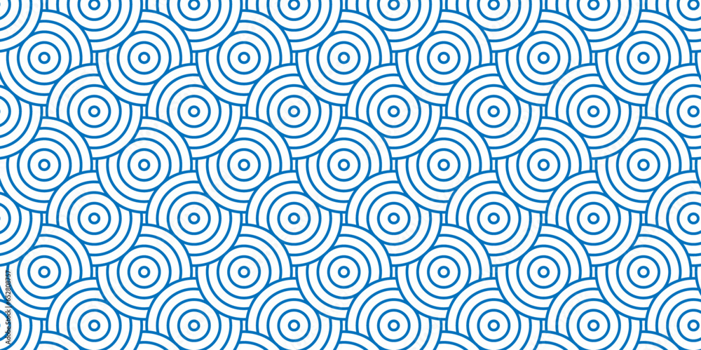 Seamless geometric ocean spiral pattern and abstract circle wave lines. blue seamless tile stripe geomatics overlapping create retro square line backdrop pattern background. Overlapping Pattern. Seamless geometric ocean spiral pattern and abstract circle wave lines. blue seamless tile stripe geomatics overlapping create retro square line backdrop pattern background. Overlapping Pattern.