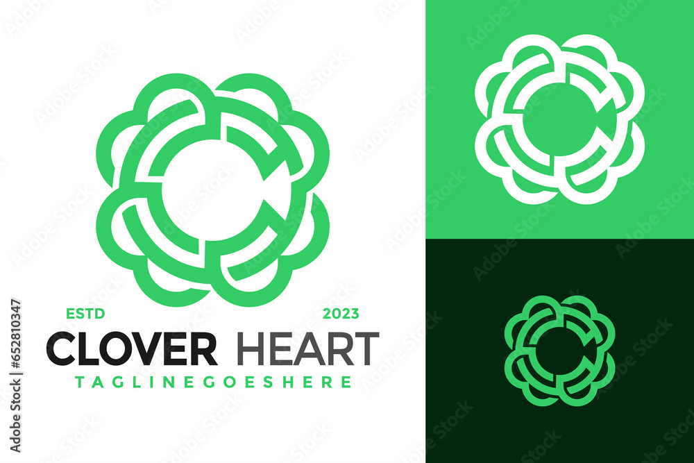 Letter C Clover Heart Logo design vector symbol icon illustration Letter C Clover Heart Logo design vector symbol icon illustration