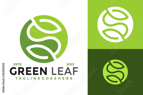 Letter S Green Leaf Logo design vector symbol icon illustration