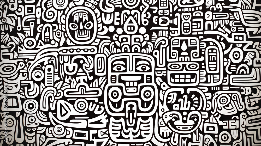 black and white doodle art perfectly symmetrical