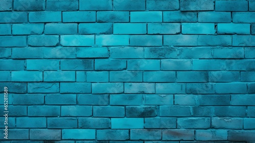 Cyan brick wall backdrop with ample copy space 